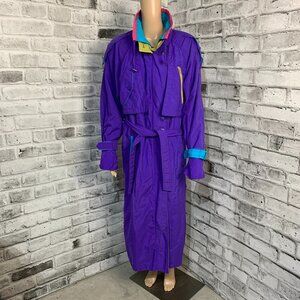 Vintage 80s 90s Ski Jacket 9 Purple Long Retro Snowboard Snow Windbreaker Coat